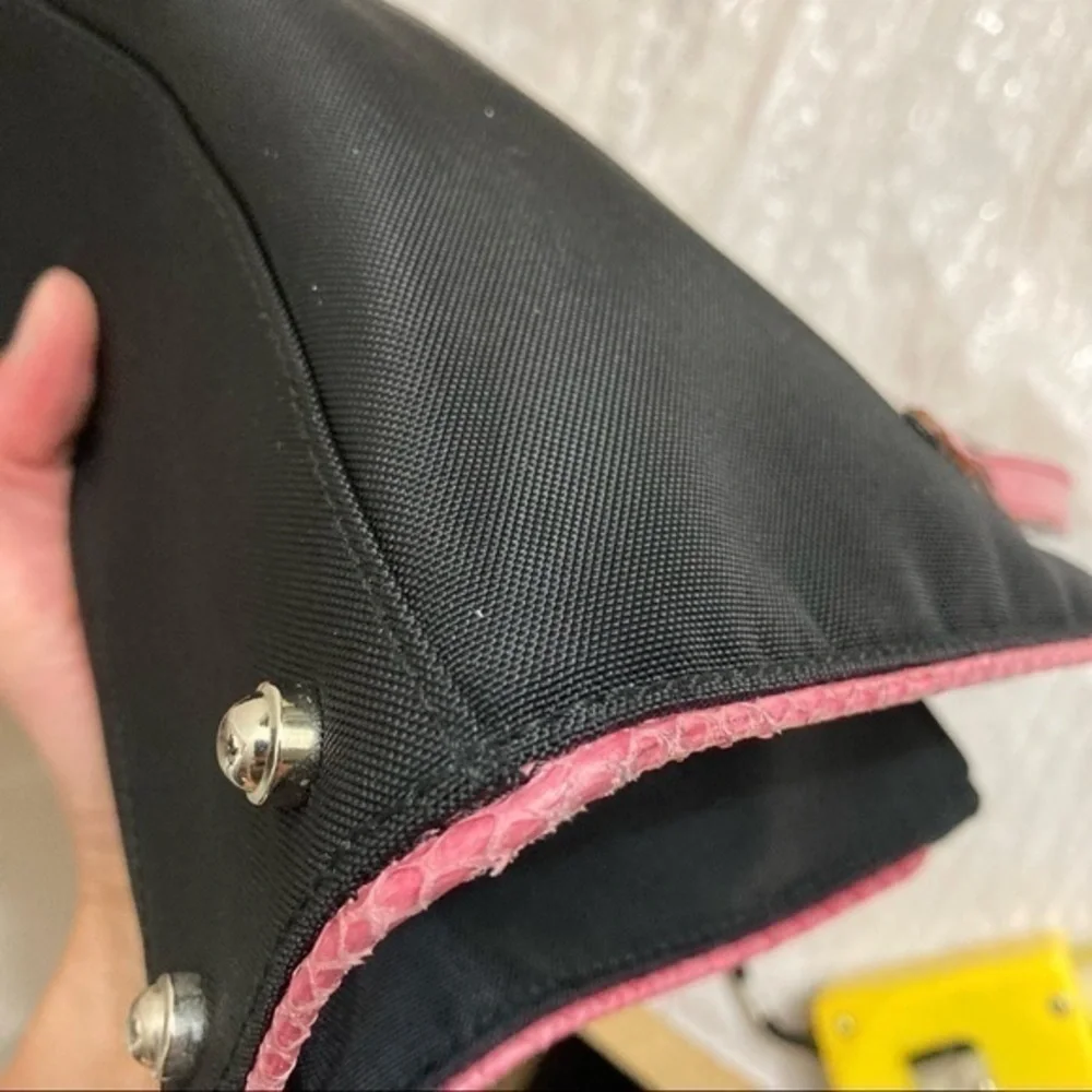 Kate spade black nylon and pink mini tote bag made in Italy rare